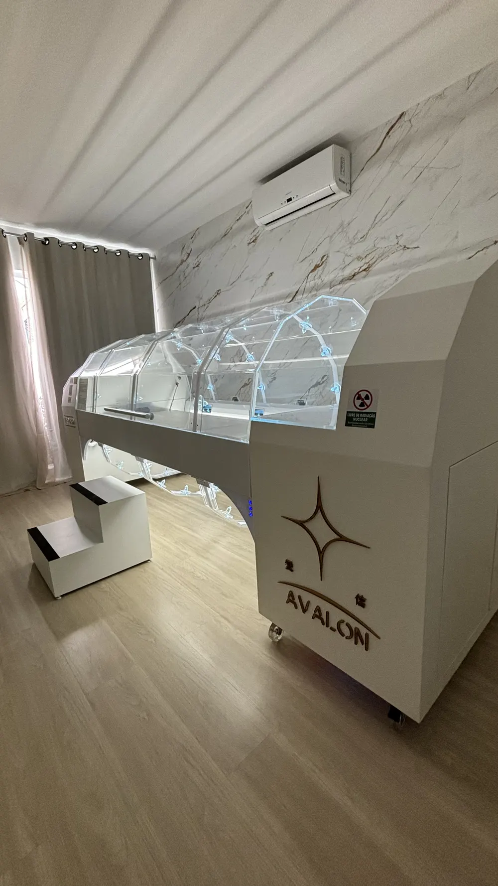 Lateral da C.E.R. G5D, com a cúpula transparente e o símbolo da Avalon
